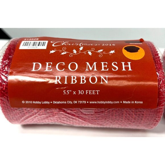 3 Christmas Deco Spools Of Mesh Ribbon 5.5" X 30 Ft Polypro Mesh Weatherproof 2 - Picture 3 of 7